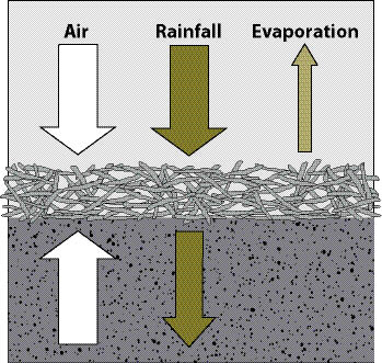 Figure 5.26 - An effective mulch for seed cover is one that is stable and allows good airflow and rainfall entry, while reducing evaporation from the soil surface.