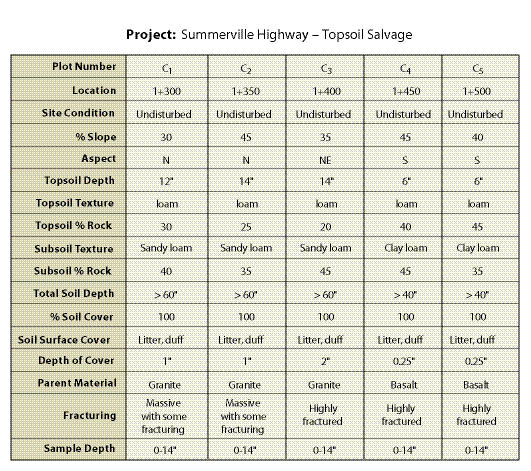 Figure 5.71 - Example of a form for collecting topsoil information.